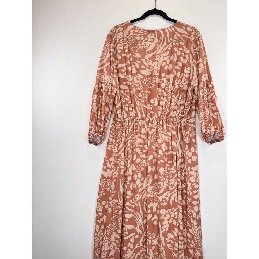 Petal & Pup Dress Brown Katerina Maxi V Neck Button Down Floral Boho Medium - Picture 9 of 12
